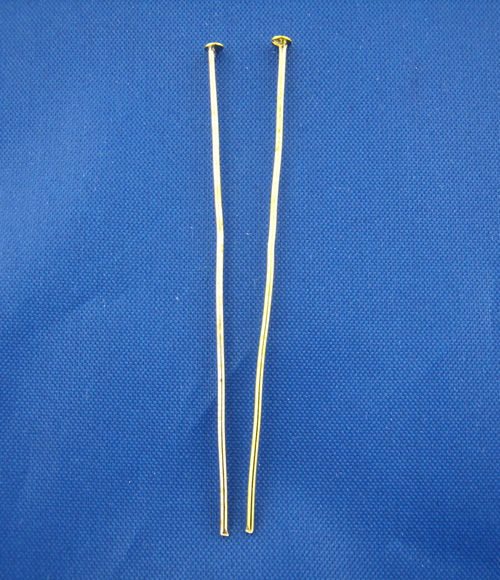 Picture of Alloy Head Pins Gold Plated 5cm(2") long, 0.8mm (20 gauge), 250 PCs