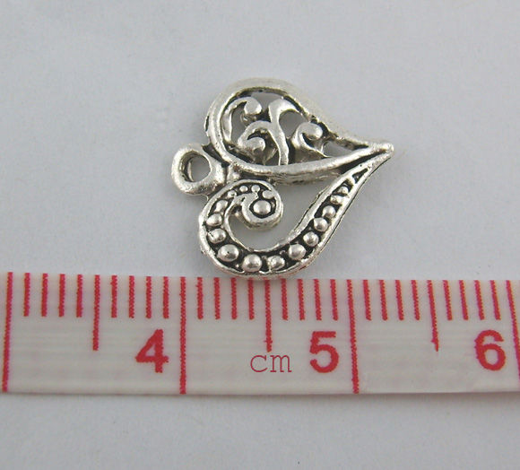 Picture of 50PCs  Tibetan Silver Carved Heart-shaped Pendants