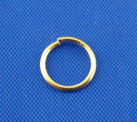 Picture of 700 PCs 7mm Dia., 0.7mm(21 gauge) Iron Based Alloy Open Jump Rings Findings For Jewelry Making Gold Plated Round