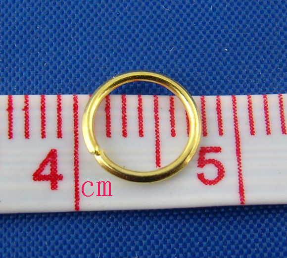 Picture of 700 PCs 7mm Dia., 0.7mm(21 gauge) Iron Based Alloy Open Jump Rings Findings For Jewelry Making Gold Plated Round