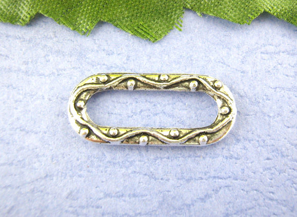 Imagen de Conectores Aleación Óvalo Plata Antigua 9mm x 20mm, 50 Unidades