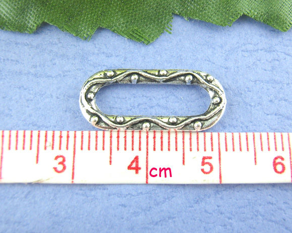 Imagen de Conectores Aleación Óvalo Plata Antigua 9mm x 20mm, 50 Unidades