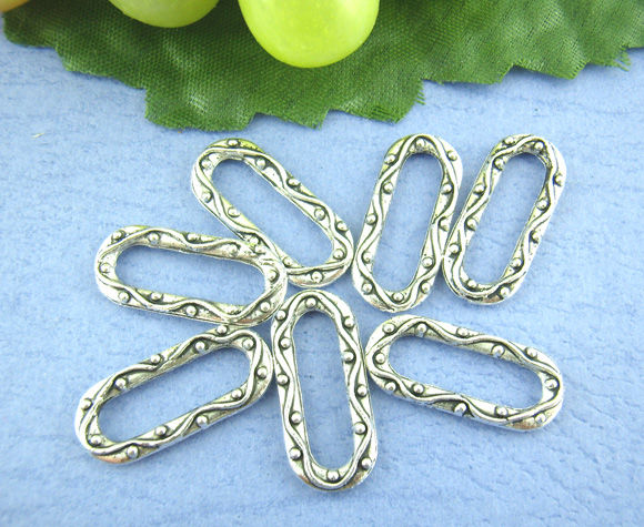 Imagen de Conectores Aleación Óvalo Plata Antigua 9mm x 20mm, 50 Unidades