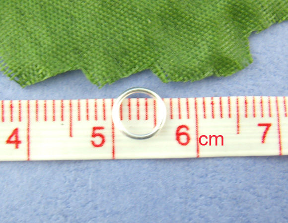 Picture of 1000 PCs 6mm Dia., 0.7mm(21 gauge) Iron Based Alloy Open Jump Rings Findings For Jewelry Making Silver Plated Round