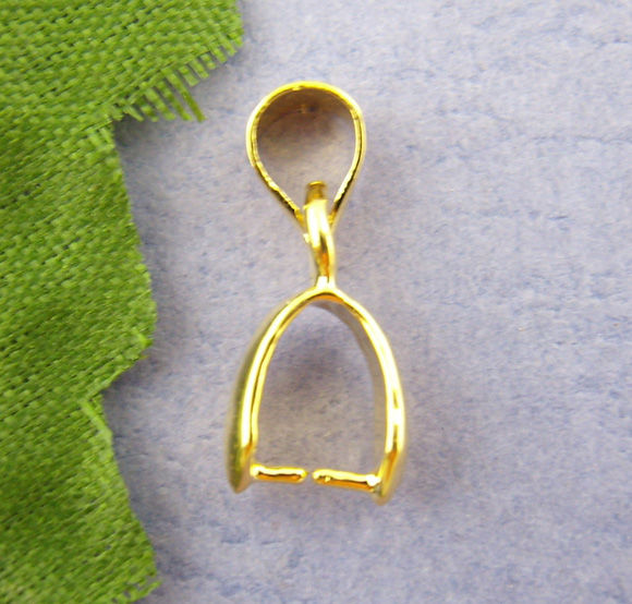 Picture of Zinc Based Alloy Pendant Pinch Bails Clasps Gold Plated 15mm x 7mm, 30 PCs