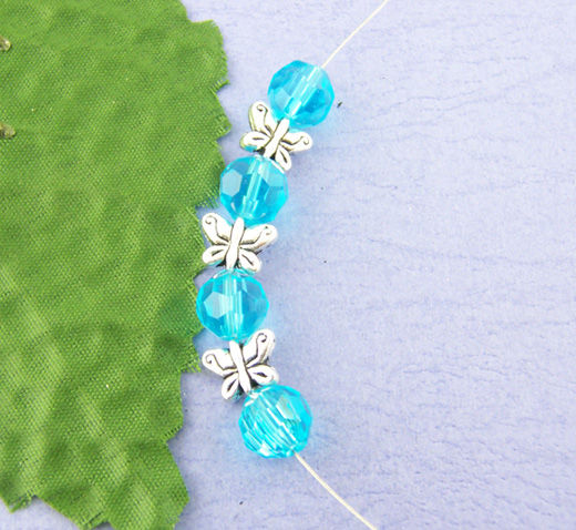 Picture of Zinc Based Alloy Beads Butterfly Antique Silver Color About 10mm x 8mm, Hole:Approx 1.2mm, 40 PCs