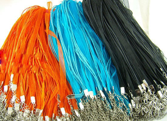 Bild von Organza Band Halskette Zufällig Mix Farben 43.2cm lang, 20 Stück