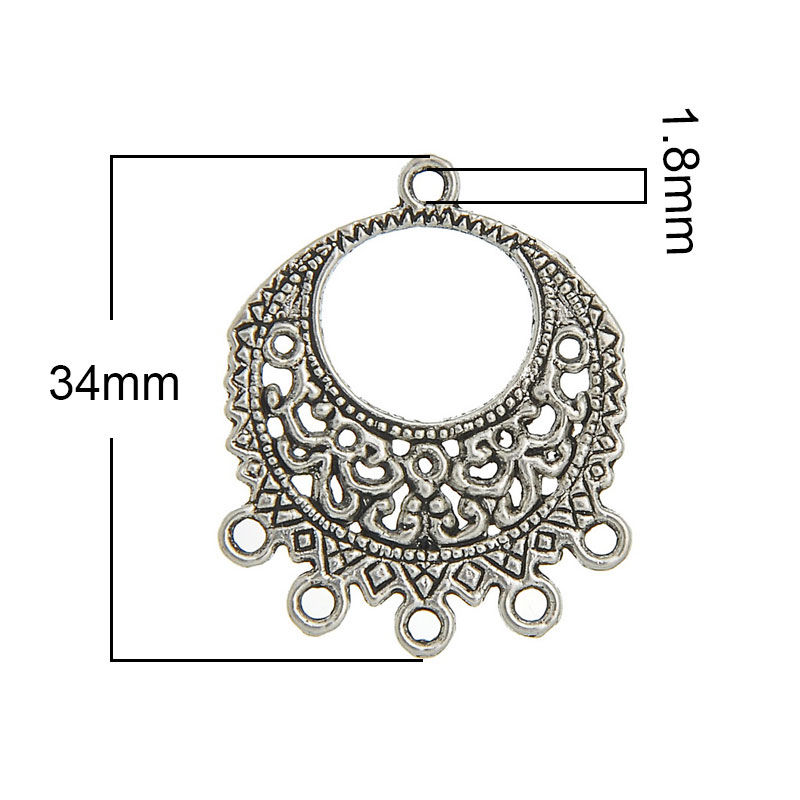 Imagen de Conectores Aleación del Metal Del Zinc de Ronda yPlata Antigua Hueco 27mm x 3.4cm, 20 Unidades