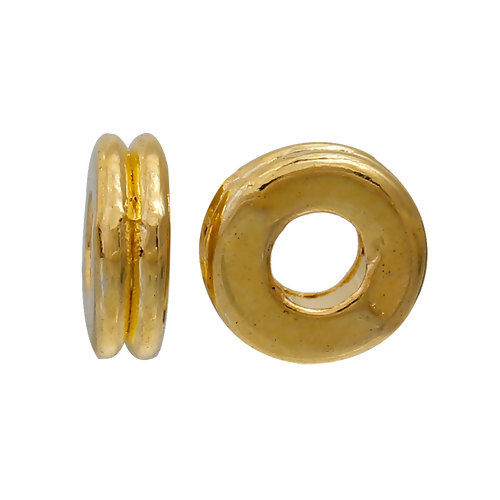 Picture of Zinc Based Alloy Spacer Beads Round Gold Plated Stripe Carved About 6mm Dia, 300 PCs