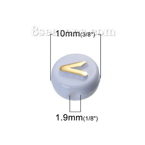 Imagen de Acrílico de Cuentas Ronda , Blanco Letras Esmalte 10mm Diámetro, Agujero: acerca de 1.9mm, 200 Unidades