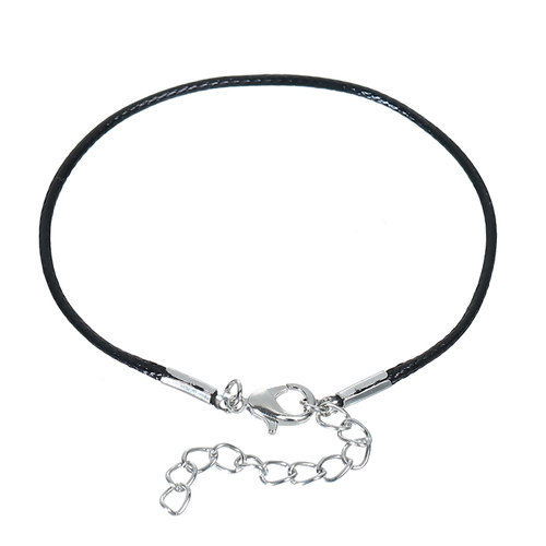 Picture of Wax Rope Braiding Bracelets Black 18.5cm(7 2/8") long, 10 PCs