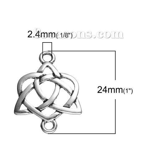 Picture of Zinc Based Alloy Connectors Findings Celtic Knot Antique Silver Color Hollow 24mm x 19mm, 20 PCs