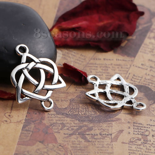 Picture of Zinc Based Alloy Connectors Findings Celtic Knot Antique Silver Color Hollow 24mm x 19mm, 20 PCs