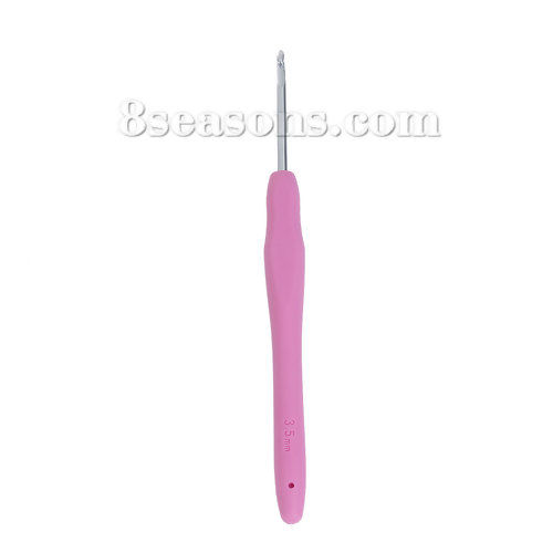 Picture of 3.5mm TPR Aluminum Crochet Hooks Fuchsia 13.7cm(5 3/8") long, 2 PCs