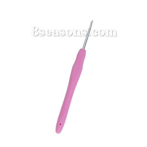 Picture of 3.5mm TPR Aluminum Crochet Hooks Fuchsia 13.7cm(5 3/8") long, 2 PCs