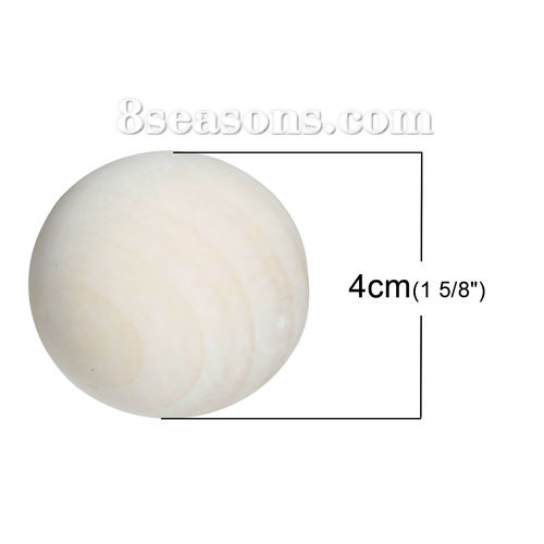 Picture of Natural Hinoki Wood Spacer Beads Round About 40mm Dia, Hole: Approx No Hole, 5 PCs