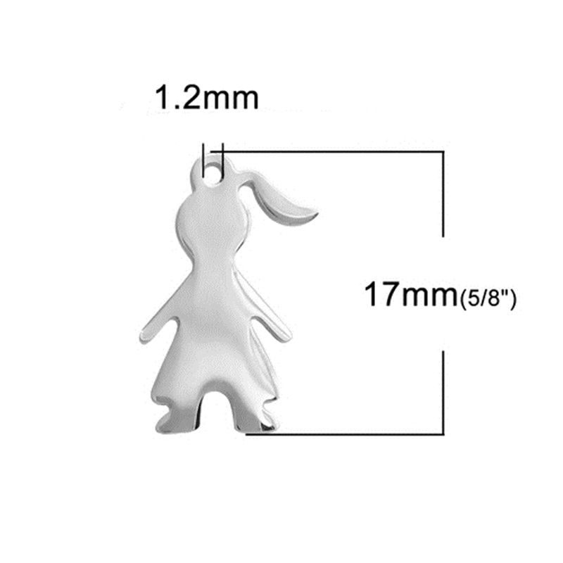 Picture of 2 PCs 304 Stainless Steel Blank Stamping Tags Charms Boy Silver Tone Double-sided Polishing 17mm x 9mm