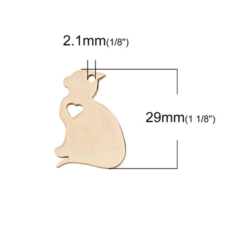 Picture of 1 Piece 304 Stainless Steel Pet Silhouette Blank Stamping Tags Charms Labrador Retriever Dog Heart Gold Plated Double-sided Polishing 29mm x 24mm