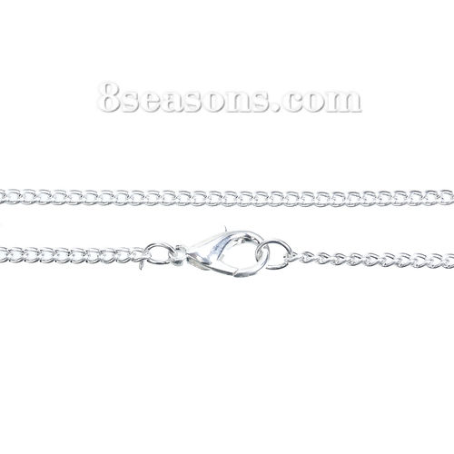 Picture of Iron Based Alloy Link Curb Chain Necklaces Silver Plated 46cm(18 1/8") long, Chain Size: 3.3x2.3mm(1/8"x1/8"), 1 Packet(12 PCs)