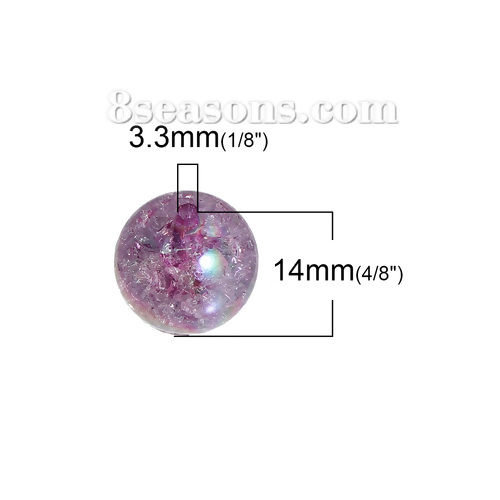 Picture of Acrylic Bubblegum Beads Round Clear AB Color At Random Mixed Crackle About 14mm Dia, Hole: Approx 3.3mm, 30 PCs