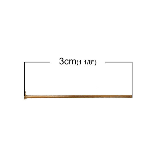 Bild von (21 gauge) Zinklegierung Kettelstifte 14K Gold 30mm long, 50 Stücke