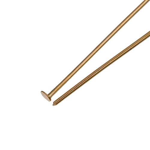 Bild von (21 gauge) Zinklegierung Kettelstifte 14K Gold 30mm long, 50 Stücke