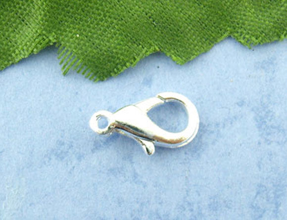 Picture of Zinc Based Alloy Lobster Clasps Silver Plated 12mm x 6mm, 100 PCs