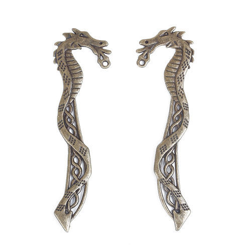 Picture of Zinc Based Alloy Bookmark Dragon Antique Bronze Hollow 11.5cm(4 4/8") x 3.3cm(1 2/8"), 3 PCs