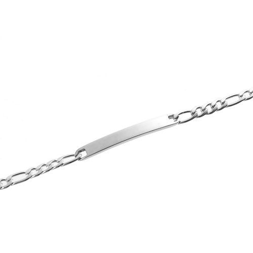 Bild von 304 Edelstahl Leere Stempeletiketten Armband Rechteck Silberfarbe Einseitiges Polieren 21cm lang, 1 Strang