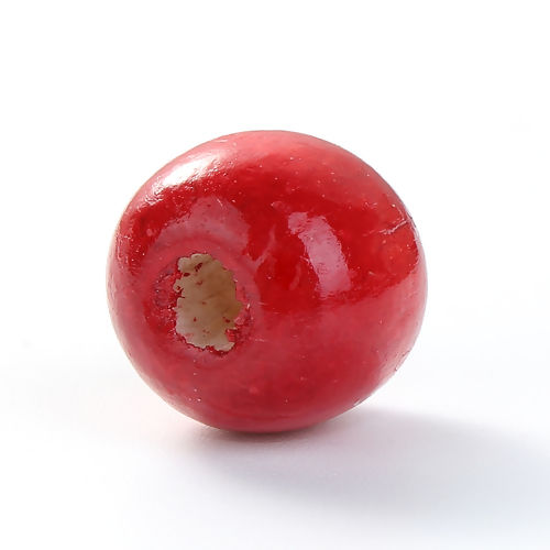 Picture of Natural Hinoki Wood Spacer Beads Round Red About 14mm Dia, Hole: Approx 4mm - 3mm, 200 PCs