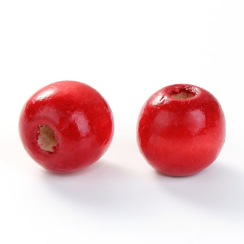 Picture of Natural Hinoki Wood Spacer Beads Round Red About 14mm Dia, Hole: Approx 4mm - 3mm, 200 PCs