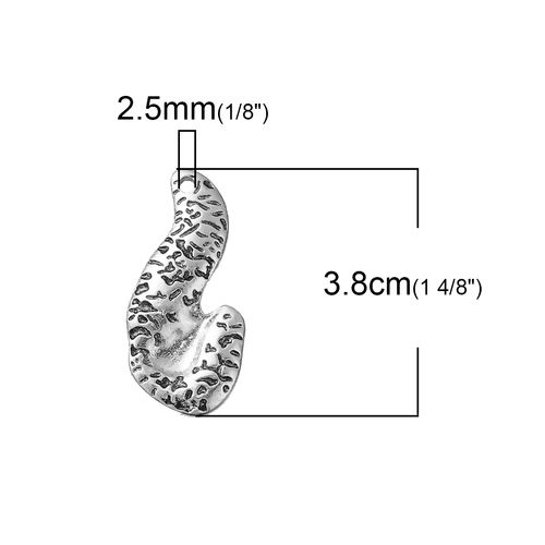 Picture of Zinc Based Alloy 3D Pendants Anatomical Human Pancreas Antique Silver Color 38mm(1 4/8") x 18mm( 6/8"), 3 PCs