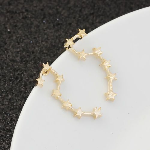 Picture of Ear Climbers/ Ear Crawlers Gold Plated Big Dipper Zodiac Constellation 23mm( 7/8") x 8mm( 3/8"), Post/ Wire Size: (21 gauge), 1 Pair