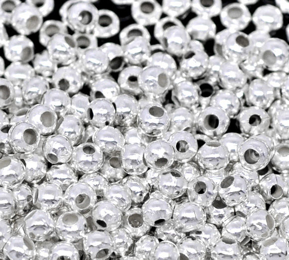 Picture of Silver Plated Smooth Ball Spacers Beads 2.4mm dia., 2000PCs