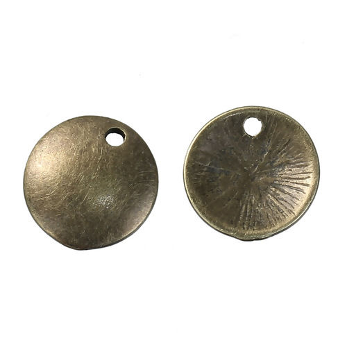 Picture of Zinc Based Alloy Blank Stamping Tags Charms Round Disc Antique Bronze 12mm( 4/8") Dia, 20 PCs