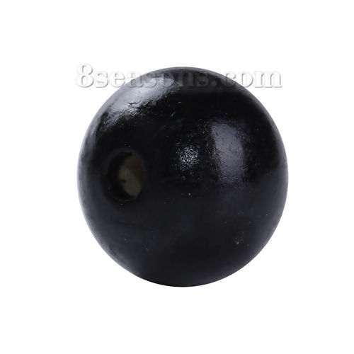Picture of Natural Hinoki Wood Spacer Beads Round Black Painting About 20mm Dia, Hole: Approx 4.1mm, 30 PCs