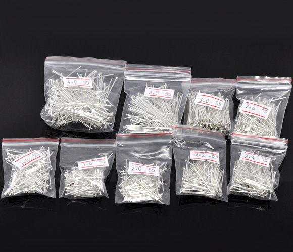 Bild von Mix Versilbert Kettelstifte Nietstifte 4cm - 1.6cm.Verkauft eine Packung mit 900