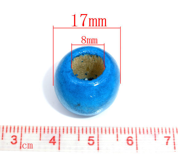 Picture of Natural Wood Beads Barrel At Random Mixed About 17mm x 16mm, Hole: Approx 8mm, 50 PCs