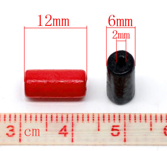 Picture of Natural Wood Spacer Beads Cylinder At Random Mixed About 12mm x 6mm, Hole: Approx 2mm, 500 PCs