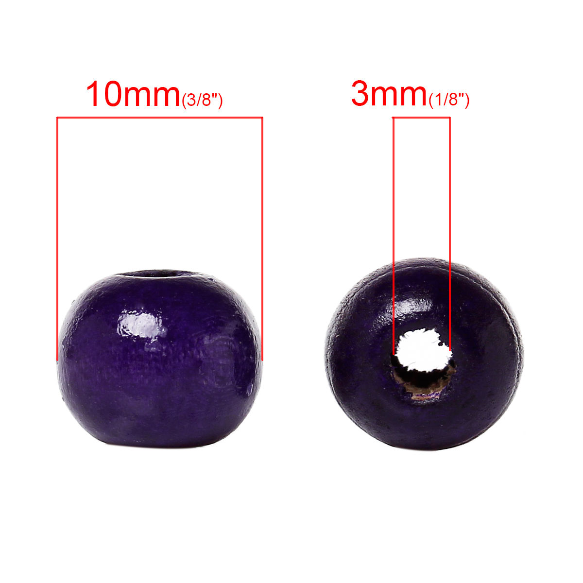 Picture of Natural Wood Spacer Beads Round Violet About 10mm x 9mm, Hole: Approx 3mm, 200 PCs