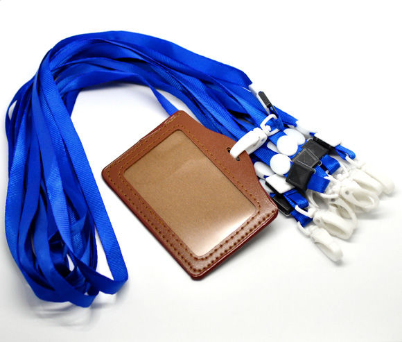 Bild von Polyester ID-Karte-Halter Halsband Umhängeband Schlaufe Band Blau 43cm lang, 20 Stück