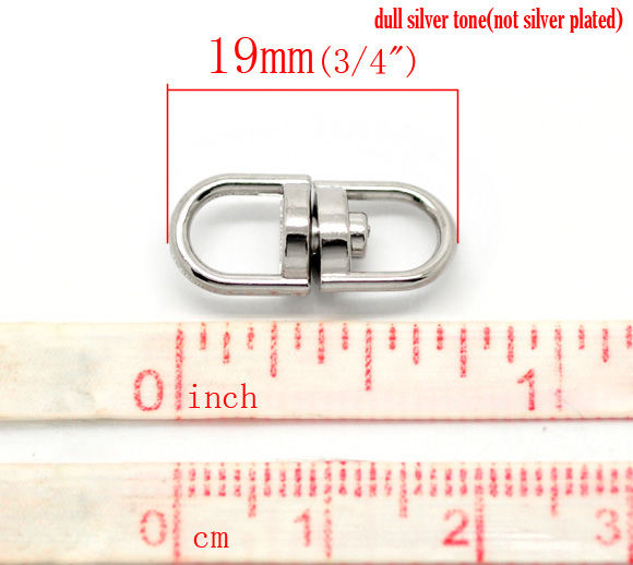 Picture of Silver Tone Swivel Key Ring Connector 19x9mm, sold per packet of 50