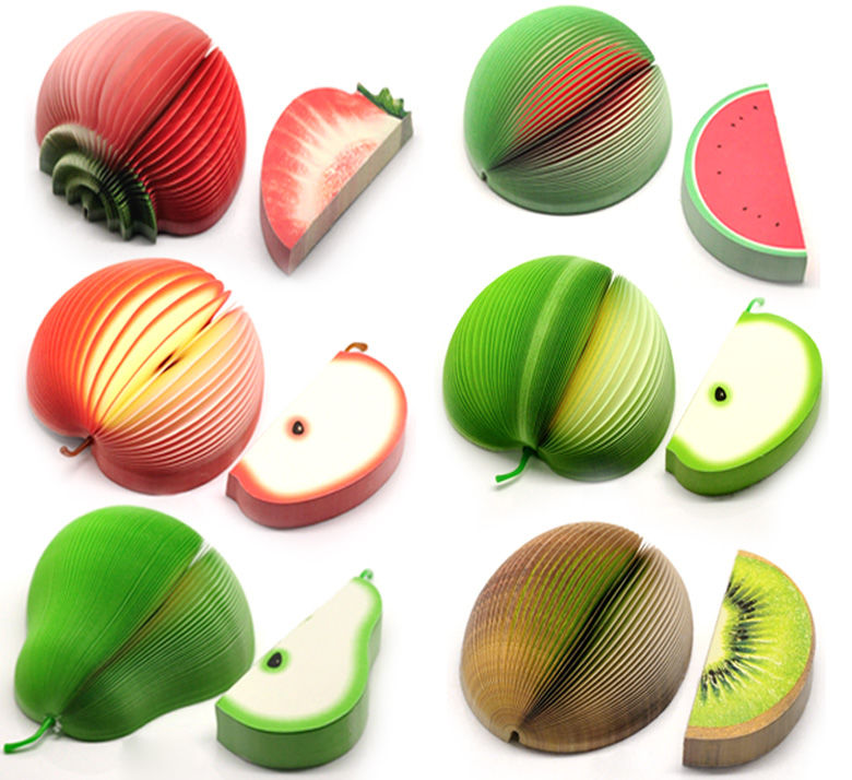 Bild von 3D Gemischt Frucht Notizblock Schreibblock 9.5cm x4.5cm - 10cm x4cm, 6 Stück (ca. 150 Blätter/Stück)