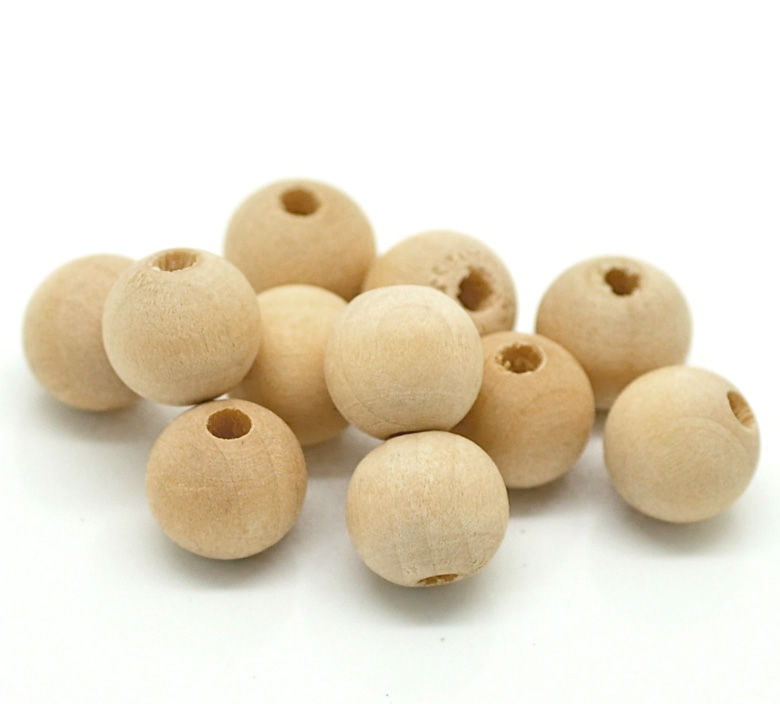Picture of Wood Spacer Beads Round Natural About 10mm Dia., Hole: Approx 2.8mm, 300 PCs