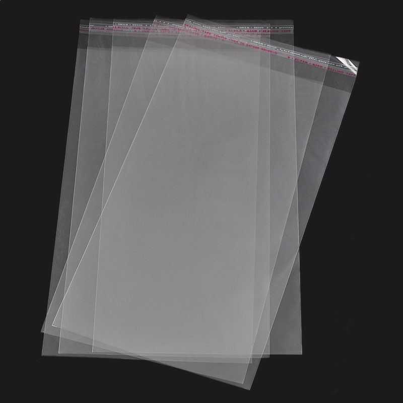 Bild von ABS Plastik Selbstklebende Beutel Rechteck Transparent (Verfügbar Raum: 28.5x18cm) 31cm x 18cm, 50 Stück