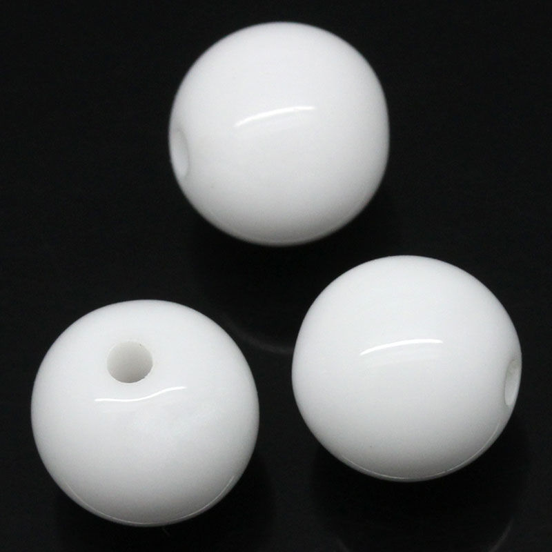 Picture of Acrylic Opaque Bubblegum Beads Round White About 10mm Dia, Hole: Approx 1.8mm, 200 PCs