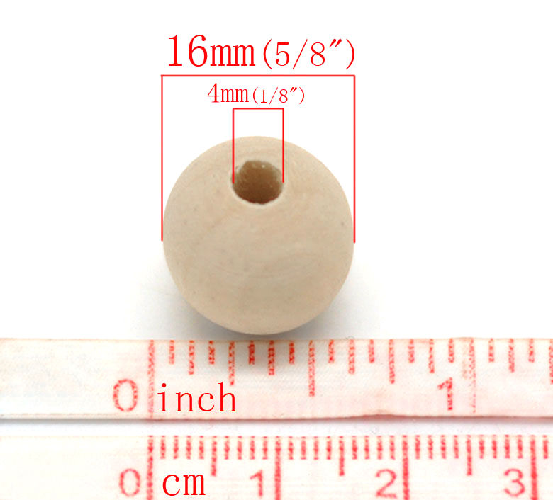 Picture of Hinoki Wood Spacer Beads Round Natural About 16mm Dia., Hole: Approx 4mm, 100 PCs