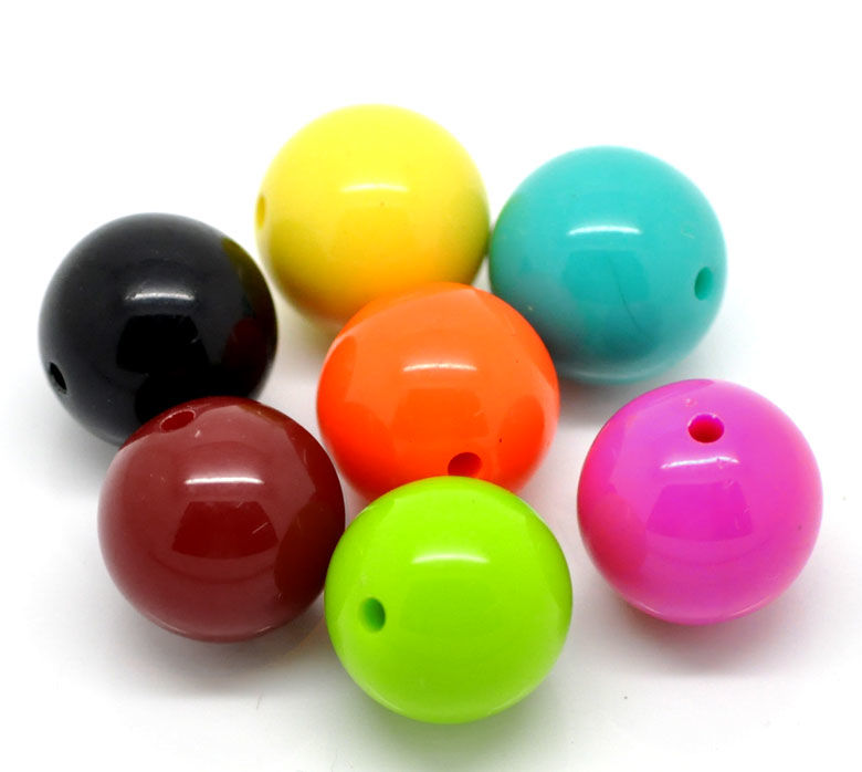 Picture of Acrylic Opaque Bubblegum Beads Round At Random Mixed About 20mm Dia, Hole: Approx 2.8mm, 20 PCs