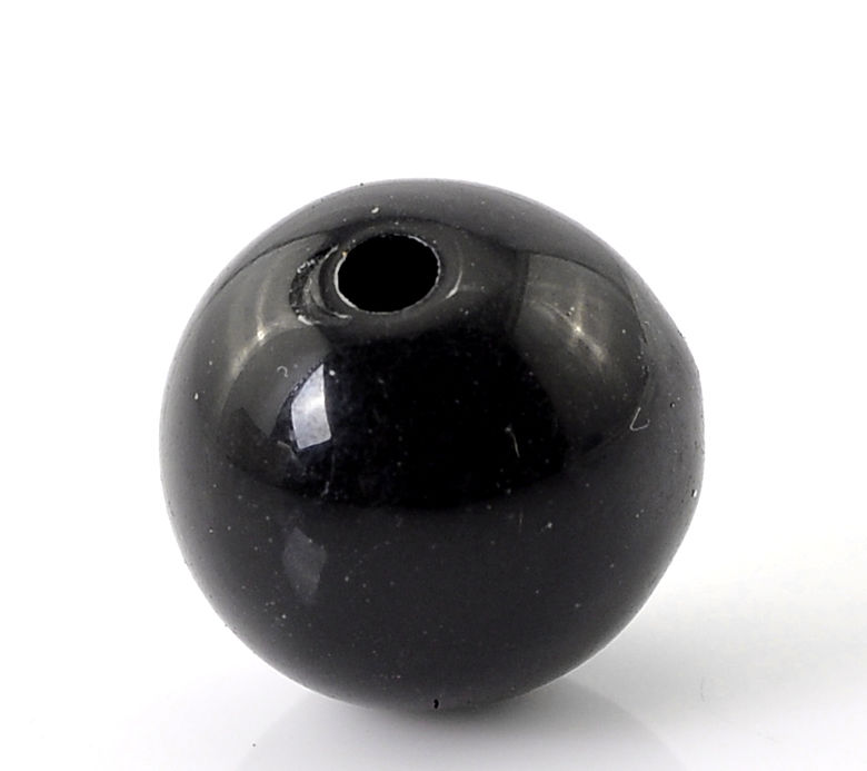 Picture of Acrylic Bubblegum Beads Ball Black Polished About 12mm Dia, Hole: Approx 2mm, 100 PCs