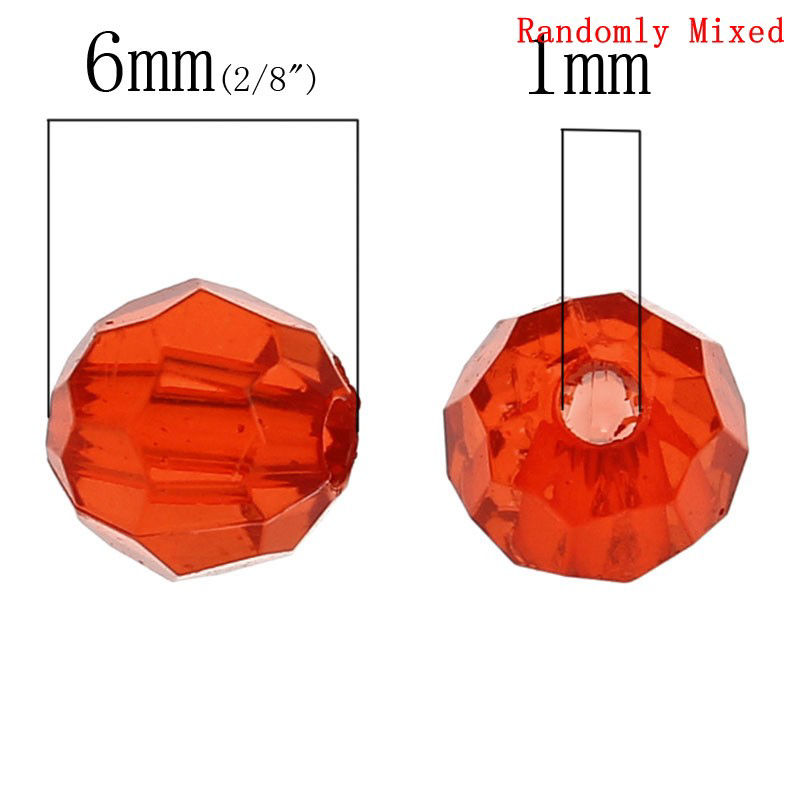 Picture of Transparent Acrylic Bubblegum Beads Ball At Random Mixed Faceted About 6mm Dia, Hole: Approx 1mm, 500 PCs